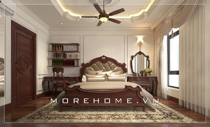 Gợi ý cho bạn mẫu giường ngủ gỗ tự nhiên cao cấp cho chung cư sang trọng phong cách tân cổ điển